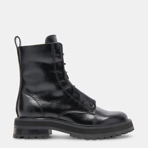 NEW $200 Dolce Vita X Anthropologie Ranier Black Crinkle Leather combat sz 7